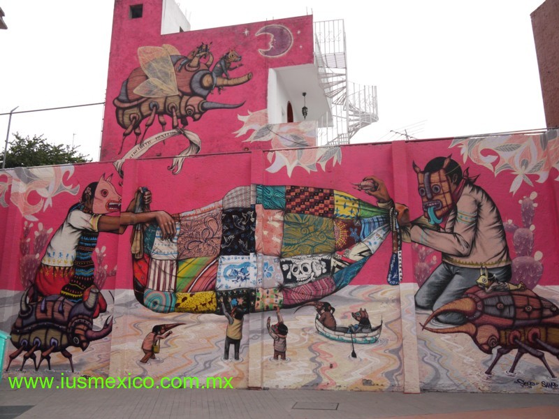 DISTRITO FEDERAL, México. Coyoacán; Museo Nacional de las Culturas Populares, el Mural "Tejedores de Sueños"